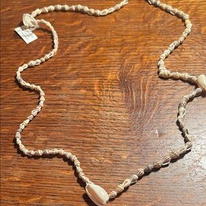 Elegant Beaded Necklace in Cream and Tan handmade in Philippines